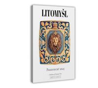 NUIHAGF Litomyšl, Czech Republic, Traditional Heraldic Lion Tile Canvas Poster Wall Art Decor Print Picture Paintings for Living Room Bedroom Decoration 08x12inch(20x30cm)