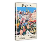 NUIHAGF Paris Flower Market Art Print_ French Cityscape Canvas Poster Wall Art Decor Print Picture Paintings for Living Room Bedroom Decoration 16x24inch(40x60cm)