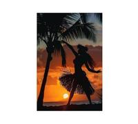 NUIHAGF Sunset Hula Dance, Beautiful Hawaiian Cultural Artwork Canvas Poster Bedroom Decor Landscape Office Room Decor Gift 20x30inch(50x75cm)