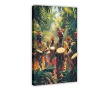 NUIHAGF Traditional Mozambican Dance Illustration, Cultural Rhythm Canvas Poster Bedroom Decor Landscape Office Room Decor Gift 12x18inch(30x45cm)