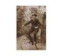 NUIHAGF Victorian Unicycle Balancing Act Art Print, Funny Vintage Scene Canvas Poster Bedroom Decor Landscape Office Room Decor Gift 16x24inch(40x60cm)
