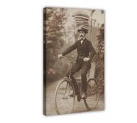 NUIHAGF Victorian Unicycle Balancing Act Art Print, Funny Vintage Scene Canvas Poster Wall Art Decor Print Picture Paintings for Living Room Bedroom Decoration 08x12inch(20x30cm)