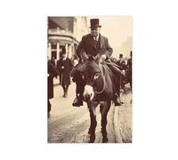 NUIHAGF Winston Churchill Riding A Donkey Print Canvas Poster Wall Art Decor Print Picture Paintings for Living Room Bedroom Decoration 12x18inch(30x45cm)