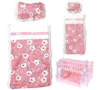 Nuiorfty 2 Sets Doll Bedding, Miniature Bedding Prop for Dollhouse Furniture Layout, Mini Sheet Pillow Set Perfect for Playhouse Decor Role-Playing Games