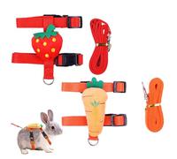 Nuiorfty 2Pcs Cat Harness and Leash, Cute Adjustable Rabbit Harness and Leash Set, Carrot Strawberry Pet Supplies for Rabbit, Kitten, & Small Animals