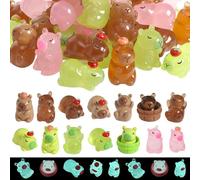 Nuiorfty 30Pcs Mini Resin Capybara, Glow in The Dark Cute Capybara Resin Animals for Miniature Gardens, DIY Crafts, Party Favors & Desk Decor