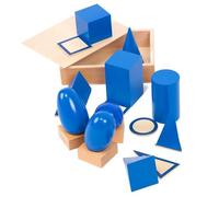 Nuiorfty 3D Shapes for Teaching Wooden Toys with Matching Cards Geometric Solids Set for Preschool Learning Shape Sorter & Pattern Blocks Manipulatives