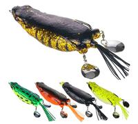Nuiorfty 5Pcs Fishing Bait 3.5'' Long Fishing Lures Artificial Frog Spinner Swim Baits Hard Metal Swimbait for Freshwater ＆ Saltwater Bass Catfish Pike for Men