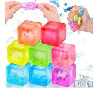 Nuiorfty 8PCS Ice Cube Stress Ball, Slow-Rise Squeeze Toy with Snowflake & Cube Shapes, Sensory Fidget Toys for Stress Relief, 7 Colors