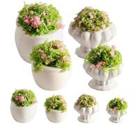 Nuiorfty 8Pcs Miniature Plants for Dollhouse - Realistic Tiny Green Plants Set with Planter Pots Perfect 1:12 Scale Mini Plant for Dollhouse Decor and Fairy Gardens