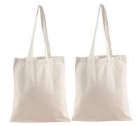 Nuiorfty Canvas Tote Bag 2Pcs 14 x 16 Heavy Duty Blank Canvas Tote Bags Sturdy Bags with Long Handle Lightweight Blank Bulk Cloth Bag Reusable Natural Grocery Shopping