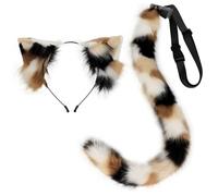Nuiorfty Cat Ears and Tail Set Realistic Furry Cat Ears Smooth Bendable Tail with Built-in Frame Decorative Costume for Cosplay, Hallowen, Party