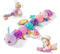 Nuiorfty Caterpillar Baby Toy 20.9" Musical, Caterpillar Toy with Mirror Crinkle Rattle Pull String, Soft Tummy Time Infant Stuffed Animals Height Measurement