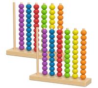 Nuiorfty Color Sorting Toys, Wooden Stacking Toys with Beads for Early Learning, Fine Motor Skills Activity, Montessori Inspired, 2PCS