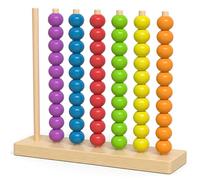 Nuiorfty Color Sorting Toys, Wooden Stacking Toys with Beads for Early Learning, Fine Motor Skills Activity, Montessori Inspired, 1PCS