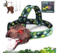 Nuiorfty Dinosaur Headlamp with Light Up Eye & Realistic Roar LED Headlamps for Kids with Adjustable Headband USB Rechargeable Steady On/Flashing 90 Adjustable Kids Headlamp for Outdoor