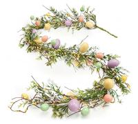 Nuiorfty Easter Garland 5.6-5.9ft Easter Wreaths for Front Door with Colorful Eggs and Berries Spring Garland for Rustic Mantle Arch Home Table Tree Decoration