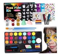 Nuiorfty Face Painting Kit, 20 Colors Facepaint Makeup Kit with Brushes & Stencils, Non Toxic Face Paint Body Paint for Kids, Adults, Halloween, Carnival