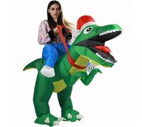 Nuiorfty Inflatable Dinosaur Costume Polyester Christmas Dinosaur Costume Funny Riding Blow Up Party Xmas for Adults Men Women