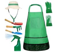Nuiorfty Kids Gardening Set 7Pcs/Set Educational Toddler Gardening Includes Apron Sprayer Gloves Hat Rake Shovels Kids Tool
