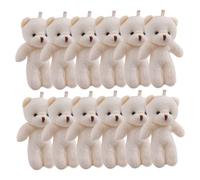 Nuiorfty Mini Bears 12Pcs 4x3 Inch Lifelike & Adorable Cotton Stuffed Bear Plush with Hanging Loop for Key, Backpack, Purse, White