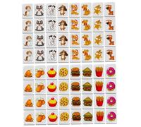 Nuiorfty Push Tile Game 64 Pcs Set, Adorable Dog And Food Patterned Mahjong Tile Set Plastic, 1.2x0.9x0.6 Inch Push Game for Kids Adults