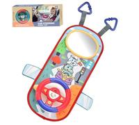 Nuiorfty Rear Facing Car Seat Toys 360° Rotation Baby Steering Wheel Toy with Mirror Music Lights and Driving Sounds 12 Months+ Kids Steering Wheel for Car Backseat Red