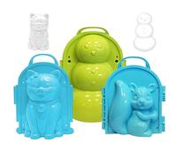 Nuiorfty Snowball Maker 3Pcs Cute Snowman, Cat, Squirrel Shaped Snow Molds, and Reusable Winter Outdoor Snow Toys for Kids Random Color