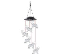 Nuiorfty Solar Elephant Wind Chimes Waterproof LED Color Changing Light Hanging Lamp for Yard