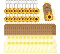 Nuiorfty Sunflower Party Favors, 24-Pack Sunflower Keychain Set with Thank You Cards & Bags, Wedding Baby Shower Birthday Guest Present