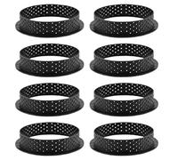 Nuiorfty Tart Ring 8Pcs 3.7x0.8 Round Crumpet Rings with Hole Heat-Resistant Non-Stick Easy Release Pie Muffin Cake Ring for Kitchen, Bakery, Dessert, Shop
