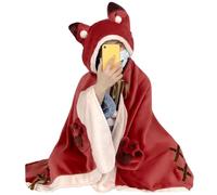 Nuiorfty Wearable Blanket Fox Hoodie Cape Cute Hooded Blanket Warm With Sleeves Winter Comfy Hoodie Coral Fleece Air Conditioner Blankets for Women Home Office Nap