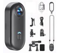 NUISK 4K Thumb Action Camera | 128G Sports Camera for POV Photoshooting: Waterproof Sports Camera The Size of a Thumb Suitable for Running Cycling Swimming Hiking Adventure Etc (Black)