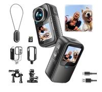 NUISK Dual Viewing Sports Camera Inch Action Camera, Can Be Worn on Chest to Take POV Photos: Waterproof Action Camera for Running, Cycling, Running, 128G