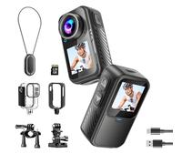 NUISK Dual Viewing Sports Camera Inch Action Camera, Can Be Worn on Chest to Take POV Photos: Waterproof Action Camera for Running, Cycling, Running, 128G