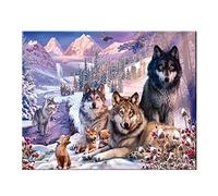 NUISX Counted Cross Stitch Kits for Adults Embroidery Animal Wolf Printed 11Ct Cross Stitch 11Ct Stamped Cross Stitch Kit Pattern Pre-Printed Fabric Home Decor