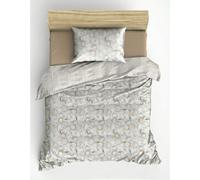 Nuit Des Rêves Beige Ranforce Single Quilt Cover Set, 135 x 200 cm Duvet & 80 x 80 cm Pillowcase, 100% Cotton, Pigment Printed, Machine Washable, Elegant Design