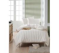 Nuit Des Rêves Beige XL Quilt Cover Set (155 x 200 cm), 70% Cotton/30% Polyester, Includes 1 Pillowcase (80 x 80 cm), Machine Washable, Elegant Button Closure
