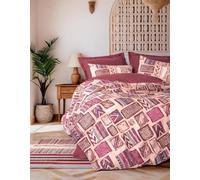 Nuit Des Rêves Claret Red Ranforce Single Quilt Cover Set, 135 x 200 cm, 100% Cotton, Pigment Printed, Machine Washable, Button Closure, Soft & Stylish Bedding