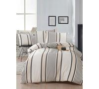 Nuit Des Rêves Elegant Single Quilt Cover Set (135 x 200 cm), Beige & Black, 70% Cotton/30% Polyester, Machine Washable, 120 Thread Count, Button & Envelope Closure