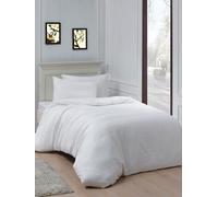 Nuit Des Rêves Elegant White Single Quilt Cover Set (135 x 200 cm), 70% Cotton/30% Polyester, Machine Washable, 120 Thread Count, Envelope & Button Closure, Cosy & Stylish