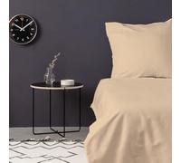 Nuit Des Rêves Luxurious Satin Double Quilt Cover Set (200 x 200 cm), Beige, 100% Cotton Satin, 210 Thread Count, Includes 2 Pillowcases, Machine Washable at 30°C