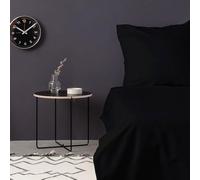 Nuit Des Rêves Luxurious Satin Double Quilt Cover Set (200 x 200 cm), Black, 100% Cotton Satin, 210 Thread Count, Includes 2 Pillowcases, Machine Washable at 30°C