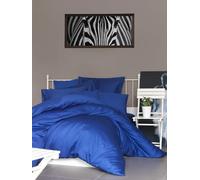 Nuit Des Rêves Luxurious Satin Double Quilt Cover Set (200 x 200 cm), Dark Blue, 100% Cotton Satin, 210 Thread Count, Includes 2 Pillowcases, Machine Washable