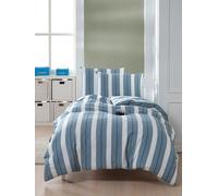 Nuit Des Rêves Petrol Blue & White Single Quilt Cover Set, 135 x 200 cm | 70% Cotton, 30% Polyester | Machine Washable, 120 Thread Count, Button & Envelope Closure