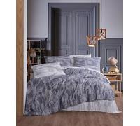 Nuit Des Rêves Premium Ranforce Double Quilt Cover Set (200 x 200 cm), 100% Cotton, Grey & White, Includes 2 Pillowcases (80 x 80 cm), Machine Washable at 40°C, Stylish & Comfortable Bedding