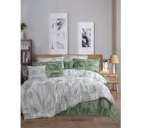 Nuit Des Rêves Premium Ranforce Double Quilt Cover Set (200 x 200 cm), 100% Cotton, White & Green, Includes 2 Pillowcases (80 x 80 cm), Machine Washable at 40°C, Cosy and Stylish Bedding