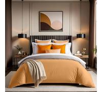 Nuit Des Rêves Premium Ranforce Single Quilt Cover (135 x 200 cm), 100% Cotton, Orange | Button Closure, 155 Thread Count | Machine Washable at 30°C, Soft & Durable