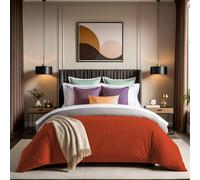 Nuit Des Rêves Ranforce Single XXL Quilt Cover (155 x 220 cm), Tile Red, 100% Cotton, 145 Thread Count, Button Closure, Machine Washable at 30°C, Stylish & Comfortable Bedding