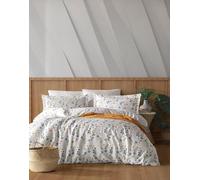 Nuit Des Rêves Ranforce Single XXL Quilt Cover Set, 155 x 220 cm, 100% Cotton, 145 Thread Count, Machine Washable, White/Orange/Blue, Stylish & Comfortable Bedding